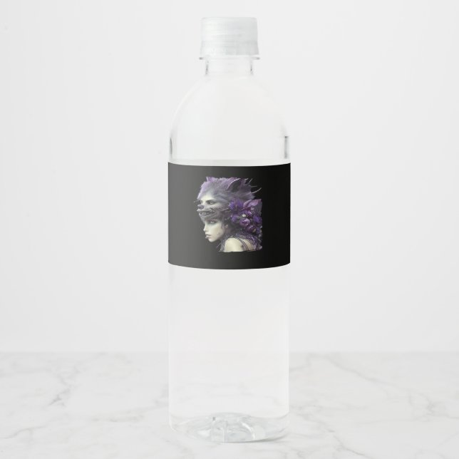 Whimsigoth Funny Design For Halloween Water Bottle Label (Front)