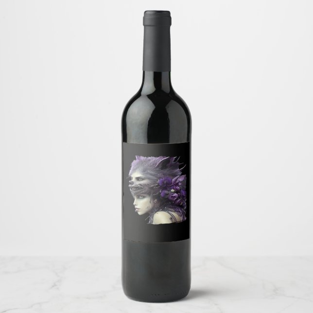 Whimsigoth Funny Design For Halloween Wine Label (Front)