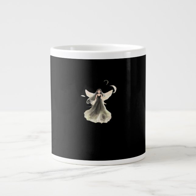 Whimsigoth Girl Dark Fairy Aesthetic With Vibes Cl Large Coffee Mug (Front)