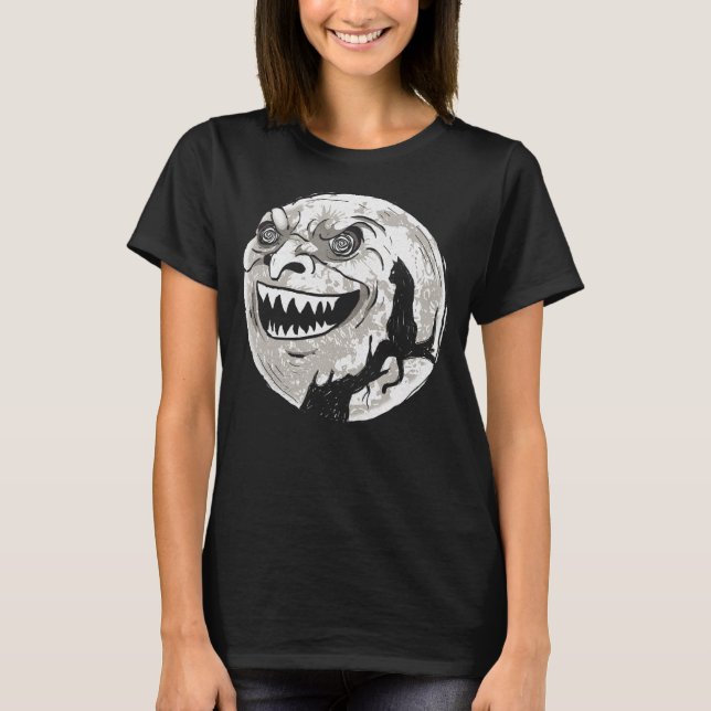 Whimsigoth Halloween Cat Skull Full Moon Gothic Oc T-Shirt (Front)