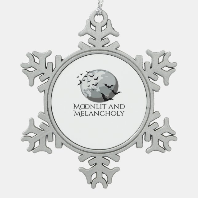 Whimsigoth Ink – Mystical Forests, Moons & Magic M Snowflake Pewter Christmas Ornament (Front)