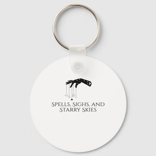Whimsigoth Ink – Mystical Forests, Moons & Magic O Key Ring (Front)