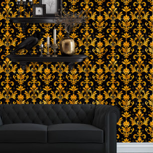 Whimsigoth Intricate Gold Hearts Wallpaper
