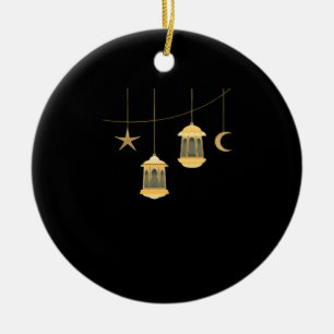Whimsigoth Lantern Full Moon Night Sky Classic Ceramic Tree Decoration