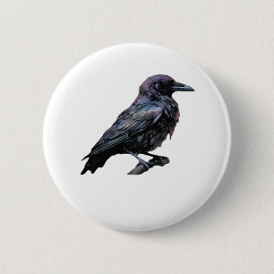 Whimsigoth Moody Floral Grungy Corvus, Raven, Crow 6 Cm Round Badge