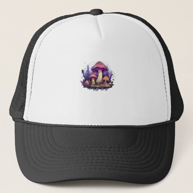 Whimsigoth Mushrooms And Crystals Classic Trucker Hat (Front)