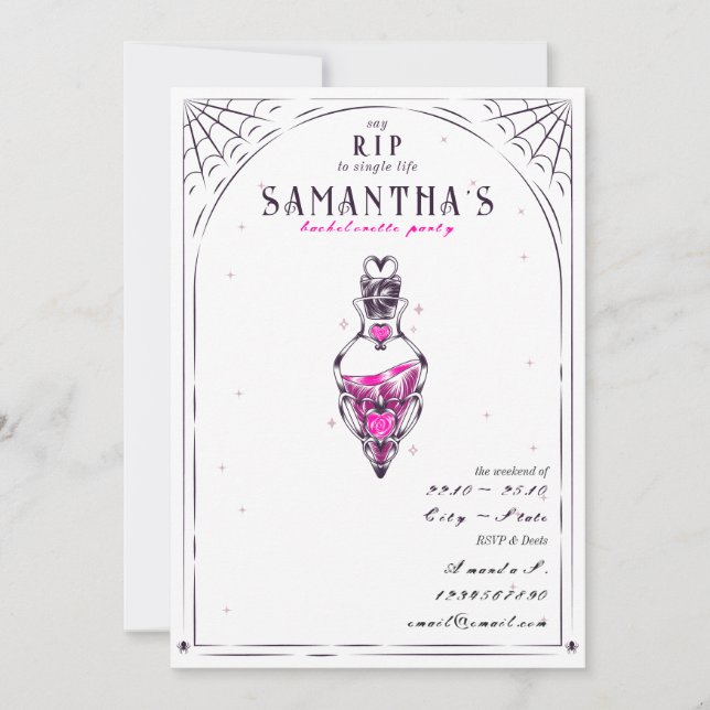 Whimsigoth Mystical Love Potion Bachelorette Party Invitation (Front)