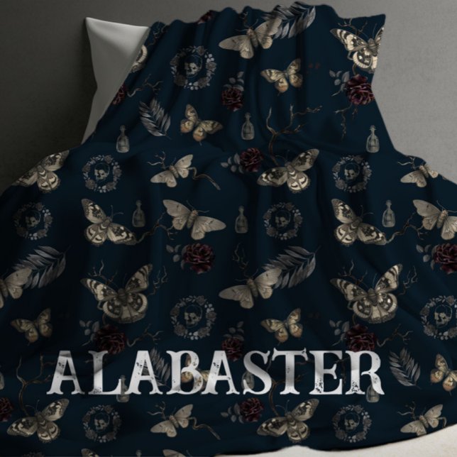 Whimsigoth Navy Personalised Baby Moth Blanket  (Creator Uploaded)