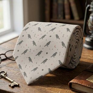 Whimsigoth Necktie – Celestial Raven Pattern