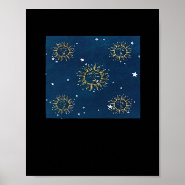 Whimsigoth Night Sky Sun Moon Witchy Classic Desig Poster (Front)