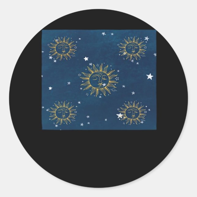 Whimsigoth Night Sky Sun Moon Witchy Classic Desig Round Sticker (Front)