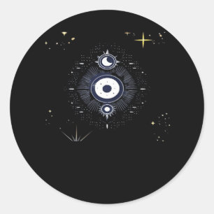 Whimsigoth Night Sky Sun Moon Witchy Classic Vinta Round Sticker
