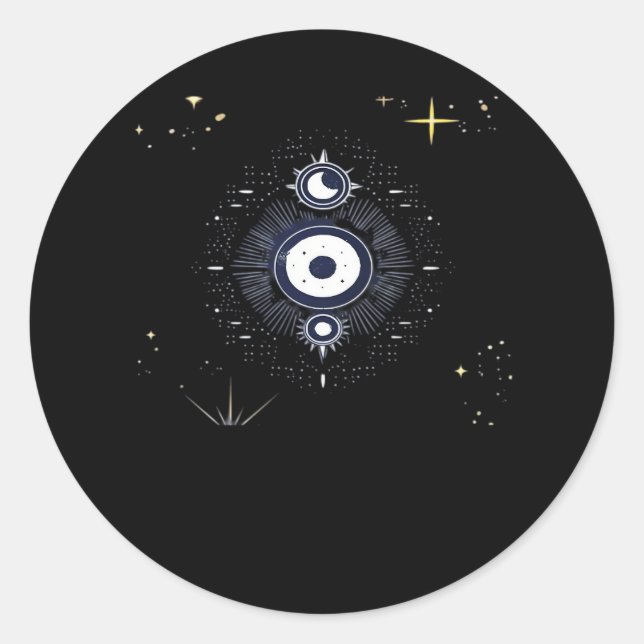 Whimsigoth Night Sky Sun Moon Witchy Classic Vinta Round Sticker (Front)