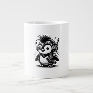 Whimsigoth Punkrock Weirdcore Penguin Vintage Art Large Coffee Mug