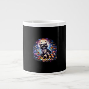 Whimsigoth Racoon By Moonlight, Cute Colourful Fan Large Coffee Mug