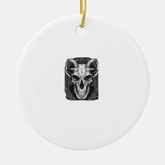 Whimsigoth Skull Gothic  Aesthetic Design Classic Ceramic Tree Decoration (Front)