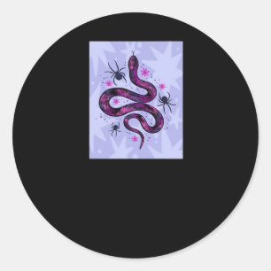 Whimsigoth Snake Spiders Flowers Classic Round Sticker