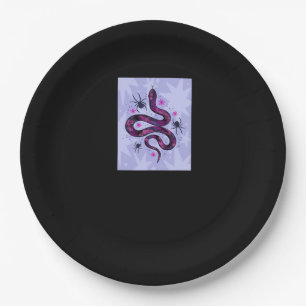Whimsigoth Snake Spiders Flowers Paper Plate