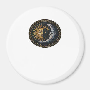 Whimsigoth Stained Glass Moon And Sun Classic Magnet