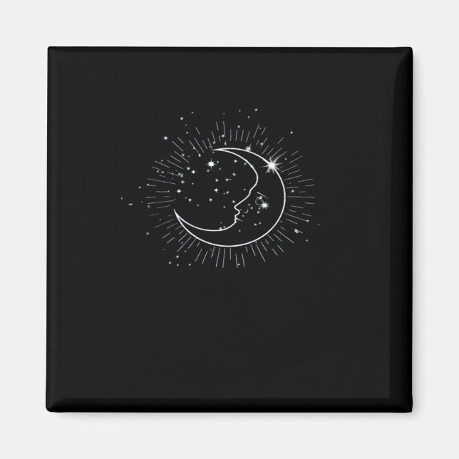 Whimsigoth Starry Night Moon Witchy Classic Magnet (Front)