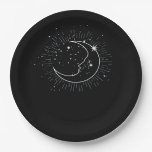 Whimsigoth Starry Night Moon Witchy Classic Paper Plate
