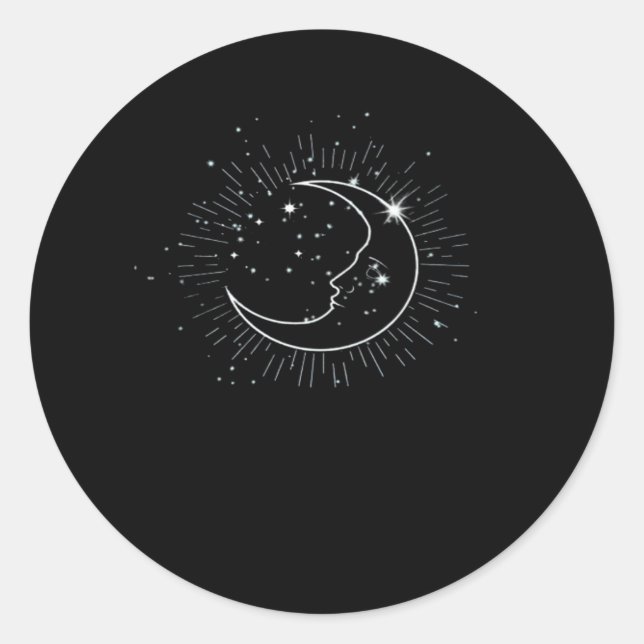 Whimsigoth Starry Night Moon Witchy Classic Round Sticker (Front)