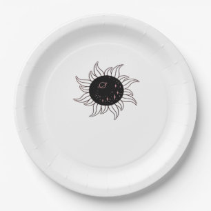 Whimsigoth Sun Space Mountains And Sunset Paper Plate
