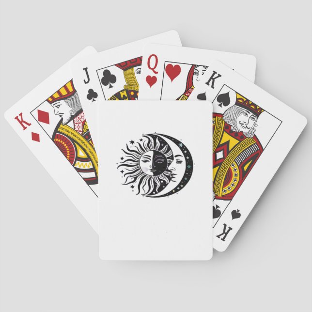 Whimsigoth Watercolour Sun Moon Witchy Classic Playing Cards (Back)