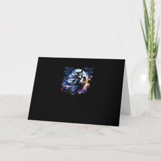 Whimsigoth Witch Flying Over Full Moon Women Kids Card