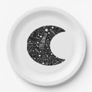 Whimsigoth Witch Moon Wicca Kawaii Goth Tattoo Ast Paper Plate