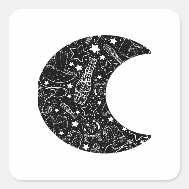 Whimsigoth Witch Moon Wicca Kawaii Goth Tattoo Ast Square Sticker (Front)