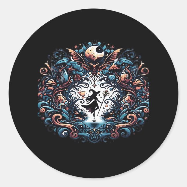 Whimsigoth Witch Within A Classic Round Sticker (Front)