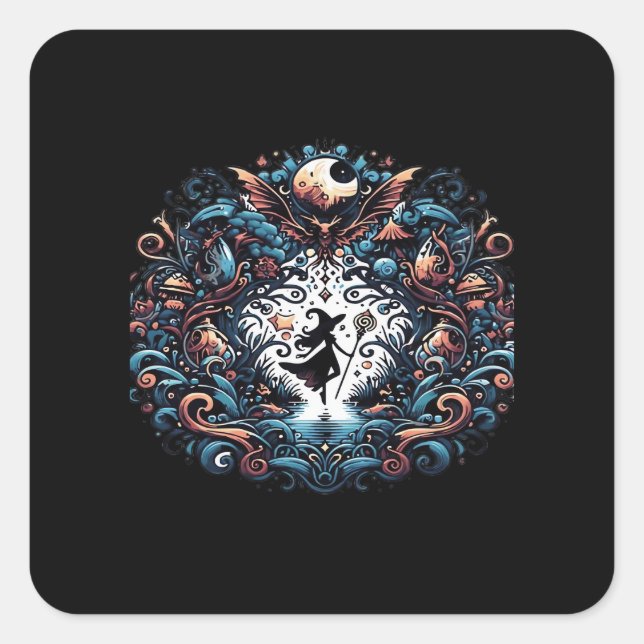 Whimsigoth Witch Within A Classic Square Sticker (Front)