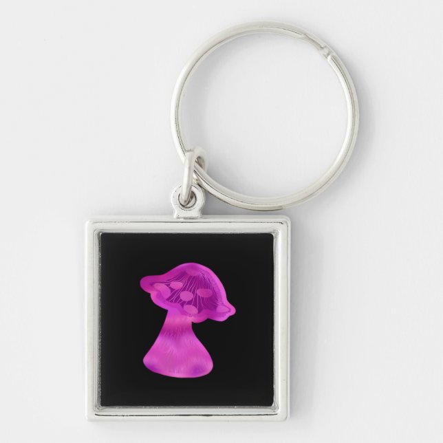 Whimsigoth Zen Pattern Mushroom Key Ring (Front)