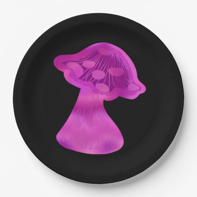 Whimsigoth Zen Pattern Mushroom Paper Plate (Front)