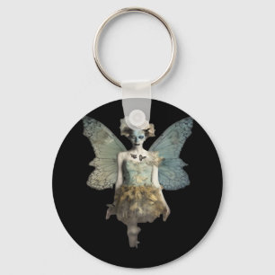 Whimsigoth Zombie Fairy Old Timey Gothic Moody Art Key Ring