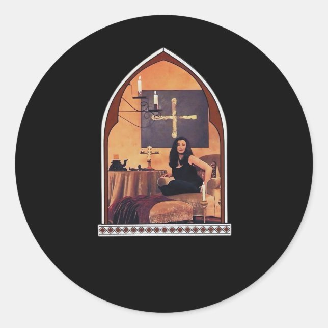 Whimsigothic Cathedral Window Classic Classic Round Sticker (Front)