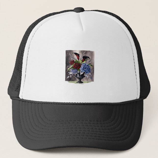 Whimsigothic – Gothic Floral Vase Aesthetic Classi Trucker Hat (Front)
