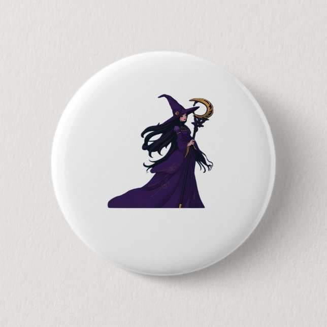 Whimsigothic Moon Witch 6 Cm Round Badge (Front)