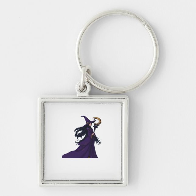 Whimsigothic Moon Witch Key Ring (Front)