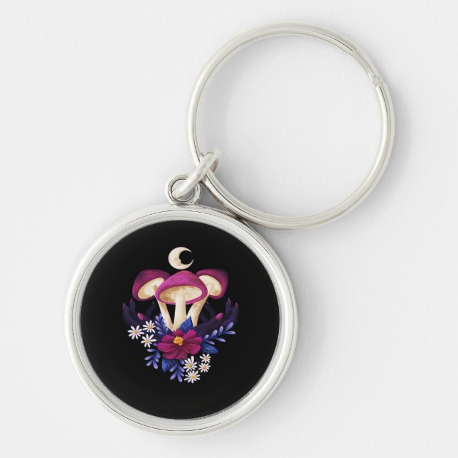Whimsigothic Mushrooms Classic Key Ring (Front)