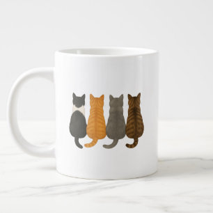 Whimsy Adorable Cat Themed Minimalist Cat Lovers Large Coffee Mug