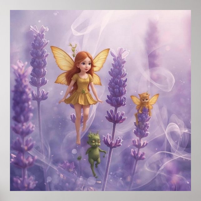 Whimsy Among the Purple Blooms Poster (Front)