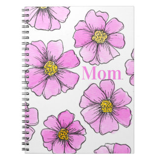 Whimsy and Pink Watercolor Flowers Notebook