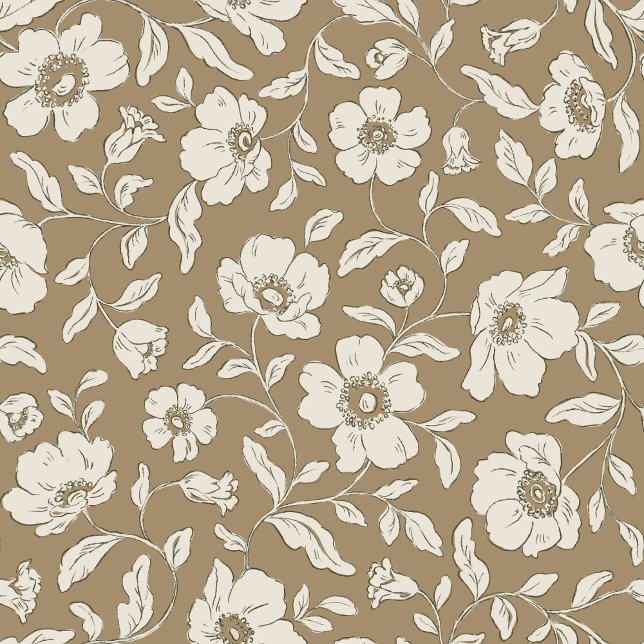 Whimsy Anemones Brown Wrapping Paper (Creator Uploaded)
