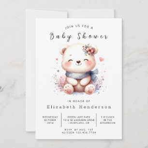 Whimsy Baby Bear Baby Shower Invitation