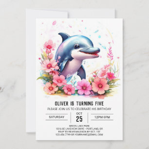 Whimsy Baby Dolphin Birthday invitation