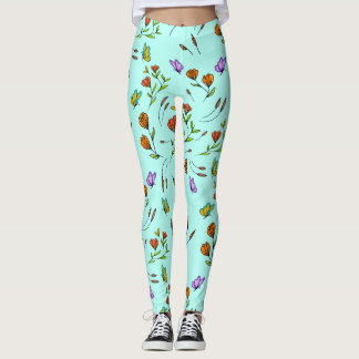 Whimsy Bloom Floral Butterfly Pattern Leggings