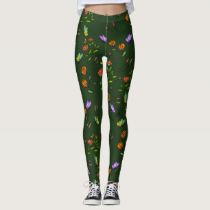 Whimsy Bloom Floral Butterfly Pattern Leggings