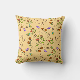 Whimsy Bloom Floral – Hand-Drawn Botanical Cushion